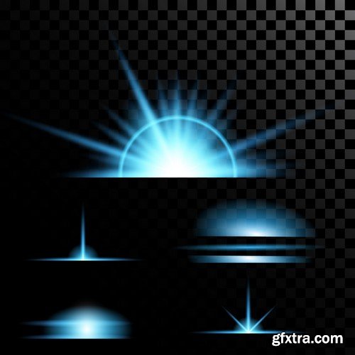 Stock Vectors - Vector set of glow light effect stars bursts with sparkles 2, 38xEPS