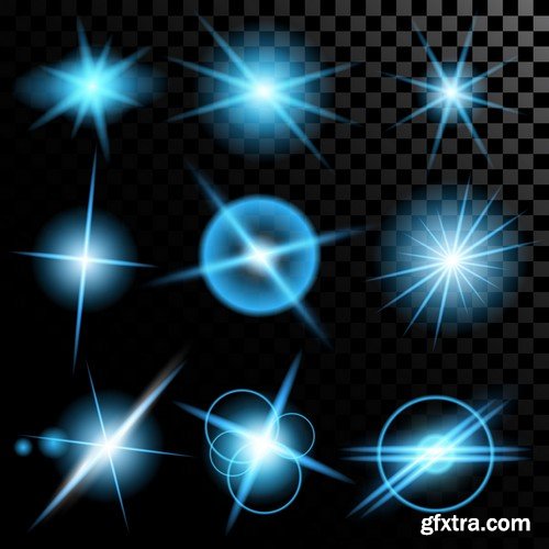 Stock Vectors - Vector set of glow light effect stars bursts with sparkles 2, 38xEPS