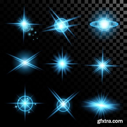 Stock Vectors - Vector set of glow light effect stars bursts with sparkles 2, 38xEPS