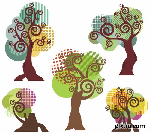 Collection of vector image background is an abstract tree city 25 EPS