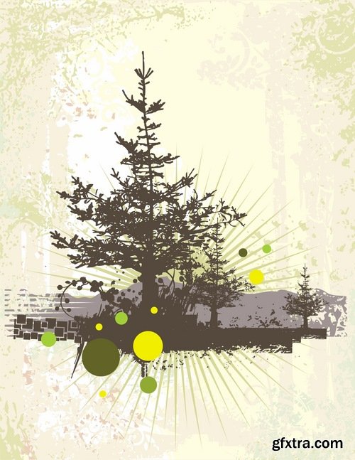 Collection of vector image background is an abstract tree city 25 EPS