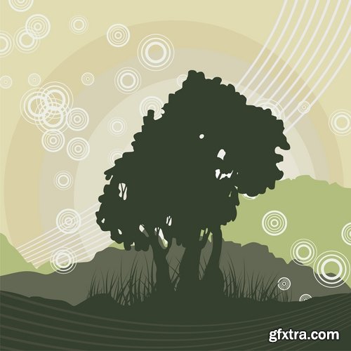 Collection of vector image background is an abstract tree city 25 EPS