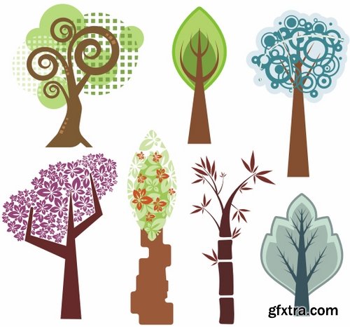 Collection of vector image background is an abstract tree city 25 EPS