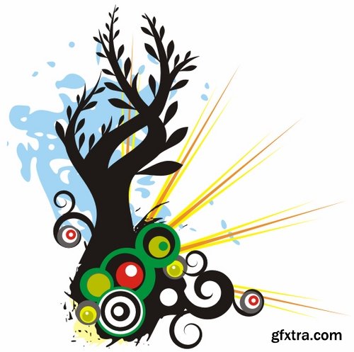 Collection of vector image background is an abstract tree city 25 EPS