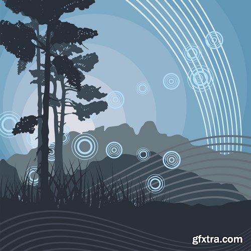 Collection of vector image background is an abstract tree city 25 EPS