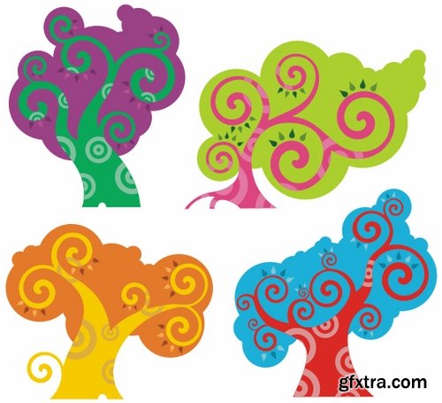 Collection of vector image background is an abstract tree city 25 EPS