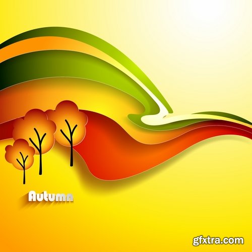 Collection of vector autumn background is a picture poster flyer banner leaf tree #4-25 EPS