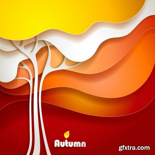 Collection of vector autumn background is a picture poster flyer banner leaf tree #4-25 EPS