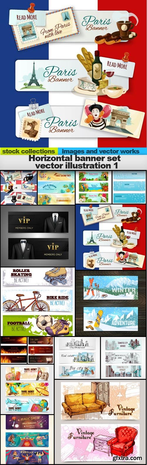 Horizontal banner set  vector illustration 1, 15 x EPS