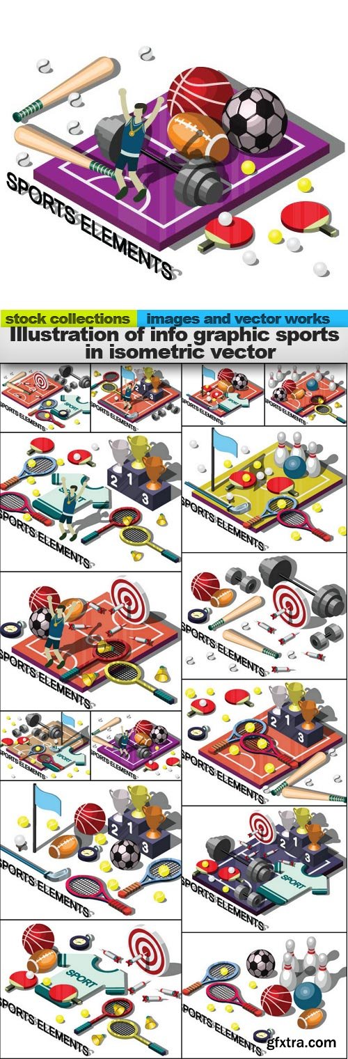 Illustration of info graphic sports  in isometric vector, 15 x EPS