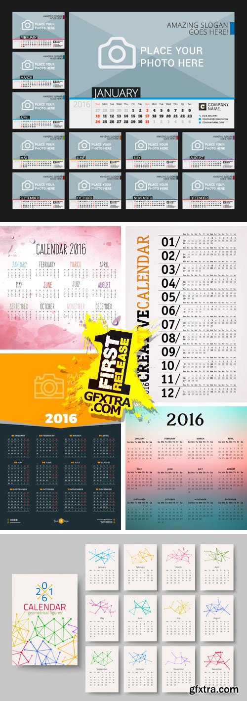 Amazing SS - 2016 Calendar Templates, 25xEPS