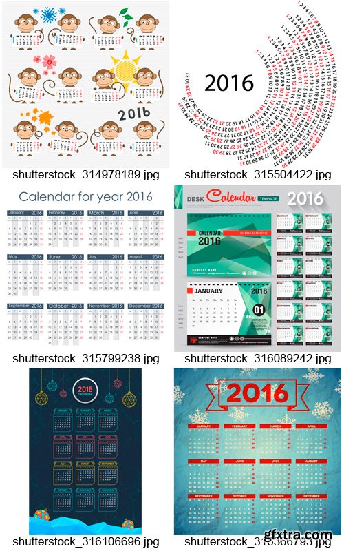 Amazing SS - 2016 Calendar Templates, 25xEPS