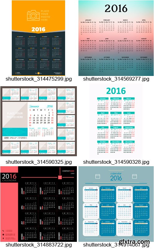 Amazing SS - 2016 Calendar Templates, 25xEPS