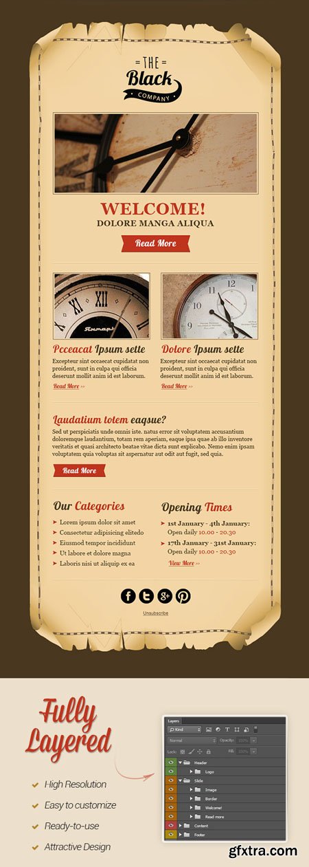 Vintage Email PSD Template