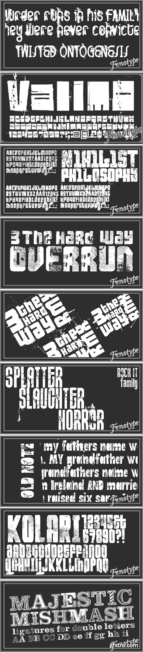 Fenotype 10 Destroyed Fonts Bundle 16xOTF $450