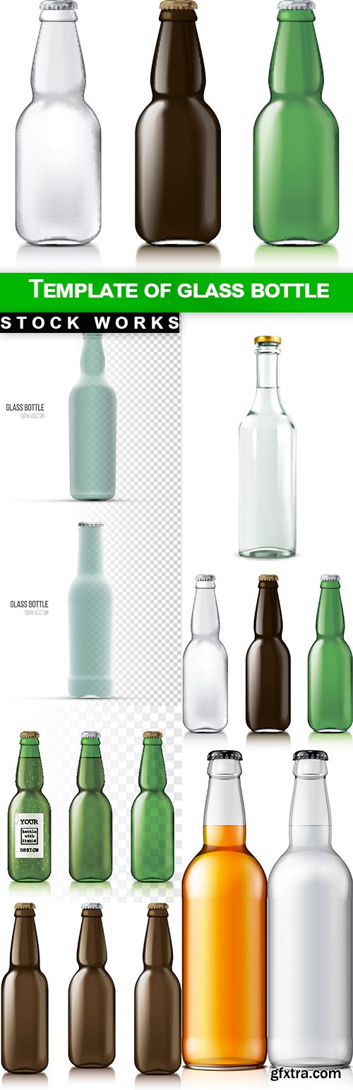 Template of glass bottle - 8 EPS
