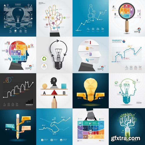 Collection of vector image conceptual business infographics #13-25 Eps