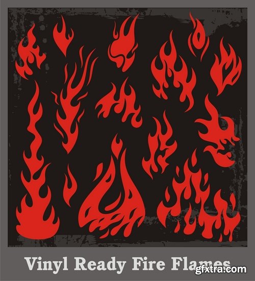 Collection of vector picture fire sticker fiery horse abstract animal bird eagle 25 EPS