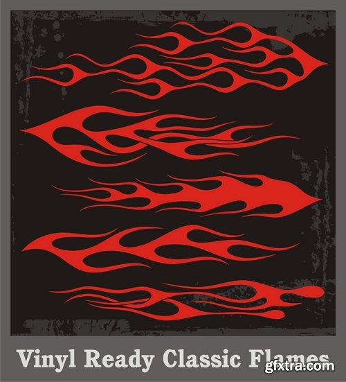 Collection of vector picture fire sticker fiery horse abstract animal bird eagle 25 EPS