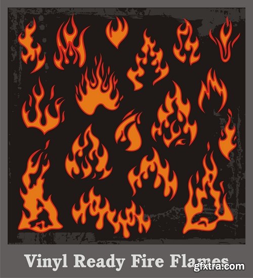 Collection of vector picture fire sticker fiery horse abstract animal bird eagle 25 EPS