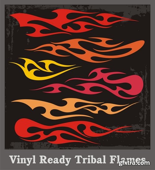 Collection of vector picture fire sticker fiery horse abstract animal bird eagle 25 EPS