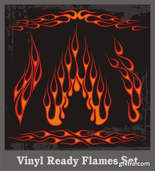 Collection of vector picture fire sticker fiery horse abstract animal bird eagle 25 EPS