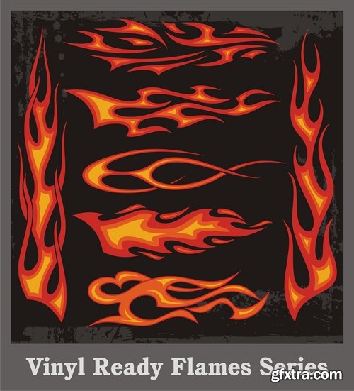 Collection of vector picture fire sticker fiery horse abstract animal bird eagle 25 EPS