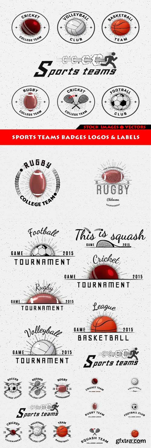 Sports teams badges logos &amp; labels 6x EPS