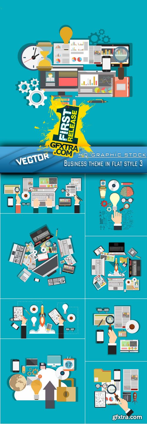 Stock Vector - Business theme in flat style 3