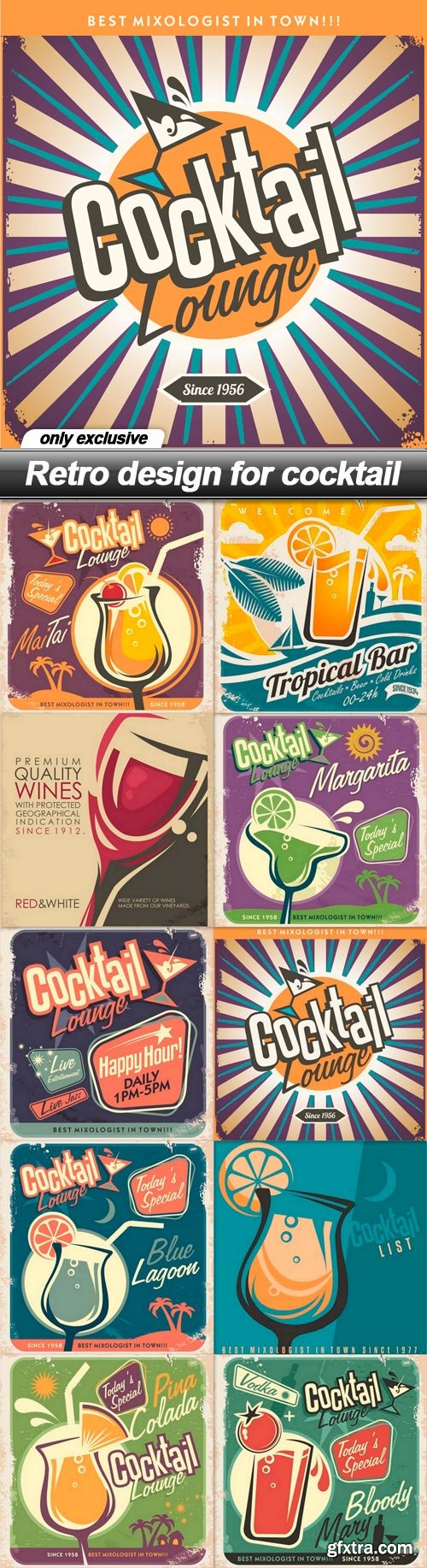 Retro design for cocktail - 10 EPS