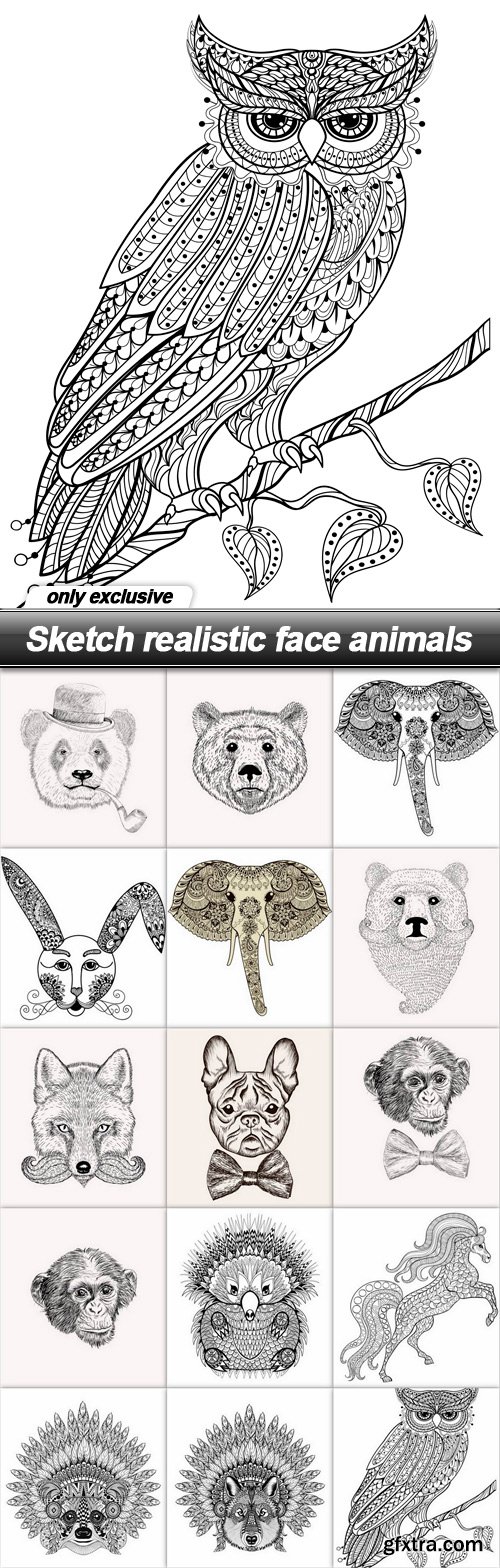 Sketch realistic face animals - 15 EPS