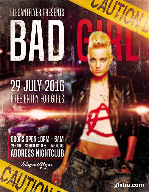 Bad Girl Flyer PSD Template + Facebook Cover