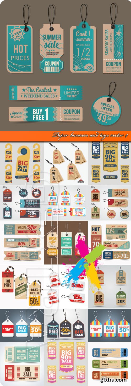 Paper banners and tags vector 4