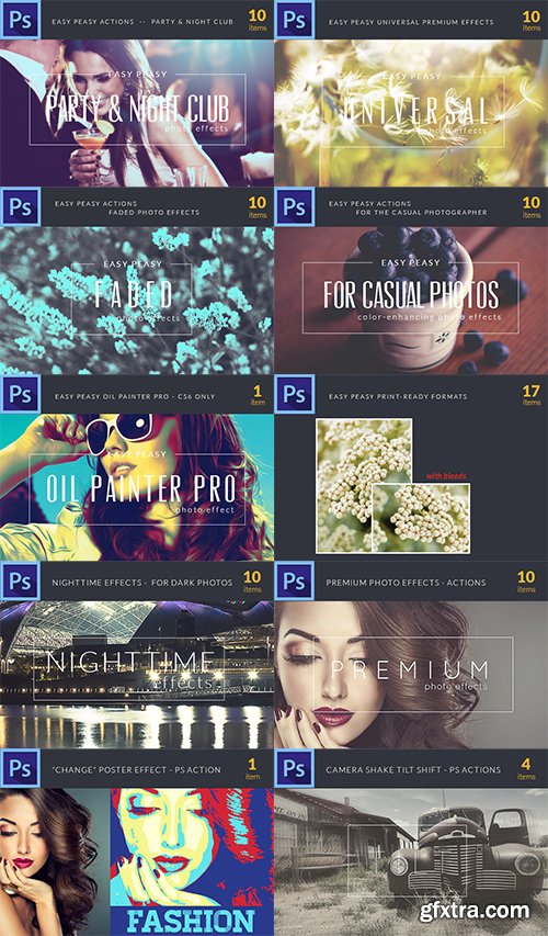 The Easy Peasy Bundle: 463 Classy Photoshop & Illustrator Actions and Styles