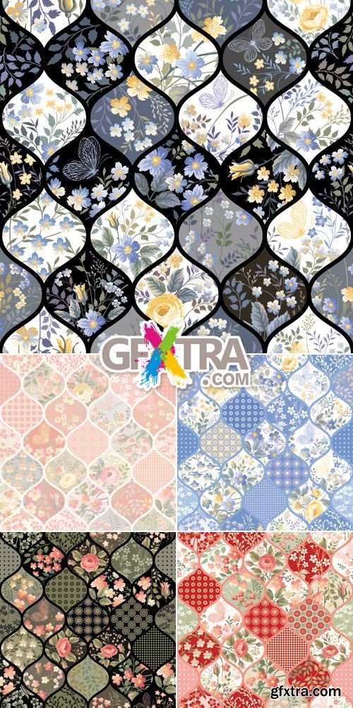 Seamless Patchwork Patterns Vector