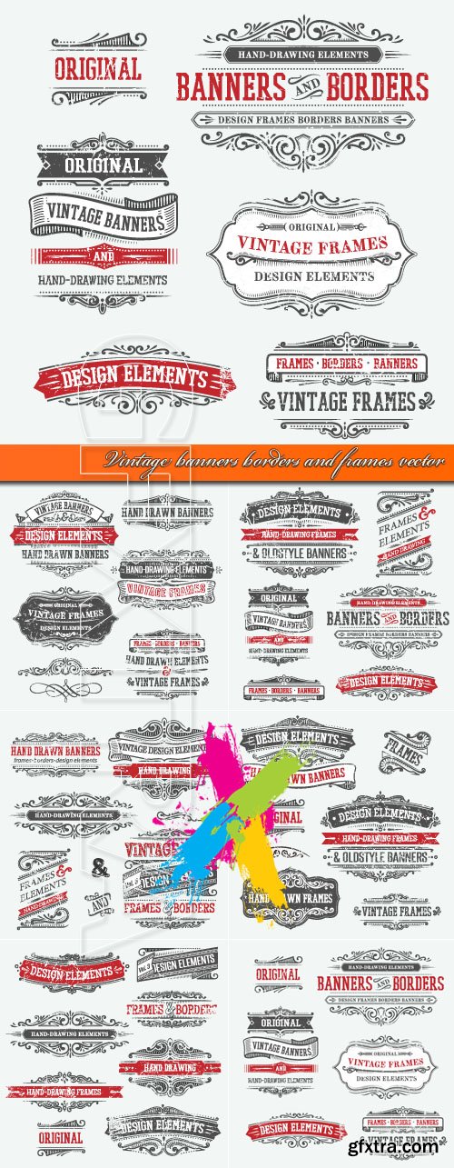 Vintage banners borders and frames vector