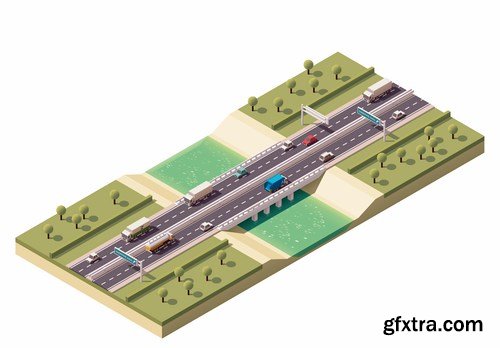 Isometric image of the city vector, 15 x EPS