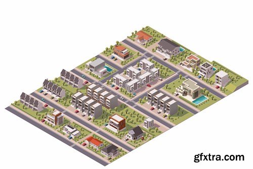 Isometric image of the city vector, 15 x EPS