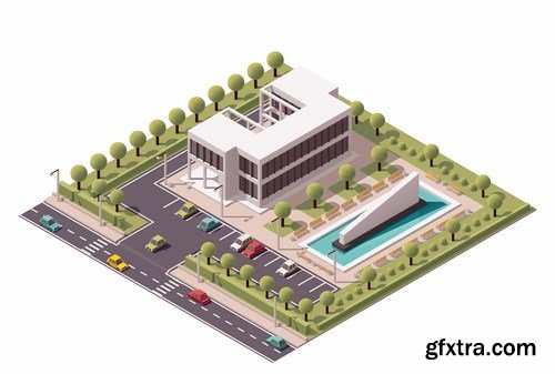 Isometric image of the city vector, 15 x EPS