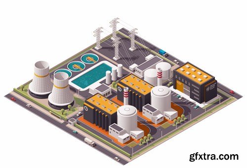 Isometric image of the city vector, 15 x EPS