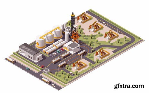 Isometric image of the city vector, 15 x EPS