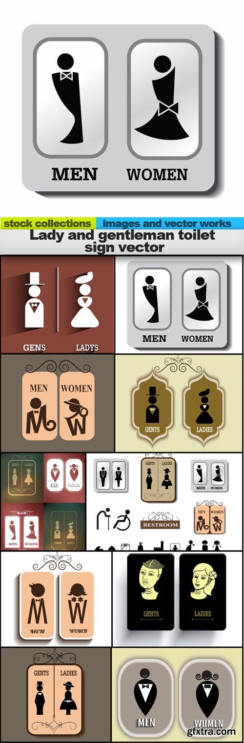 Lady and gentleman toilet sign vector, 10 x EPS