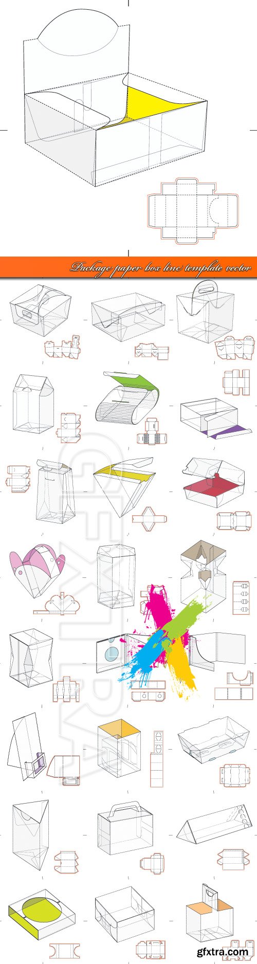 Package paper box line template vector