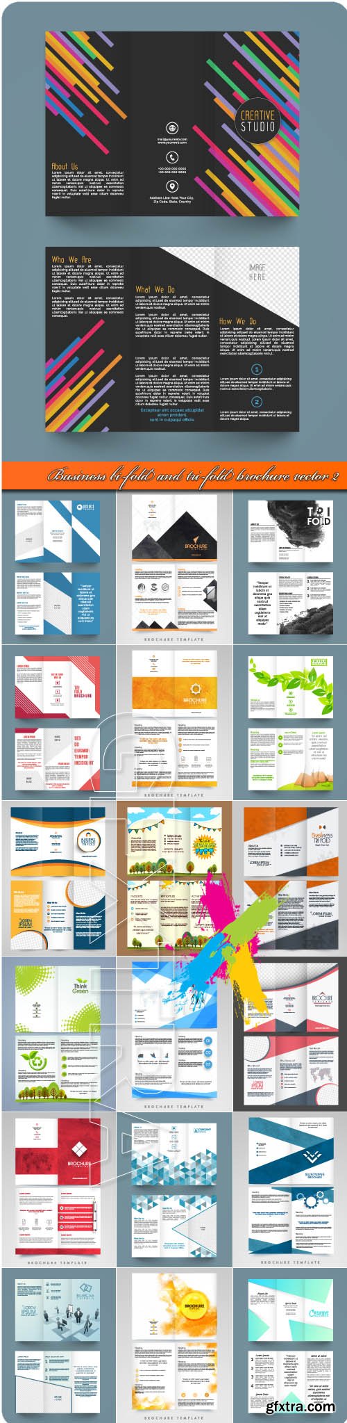 Business bi-fold and tri-fold brochure vector 2