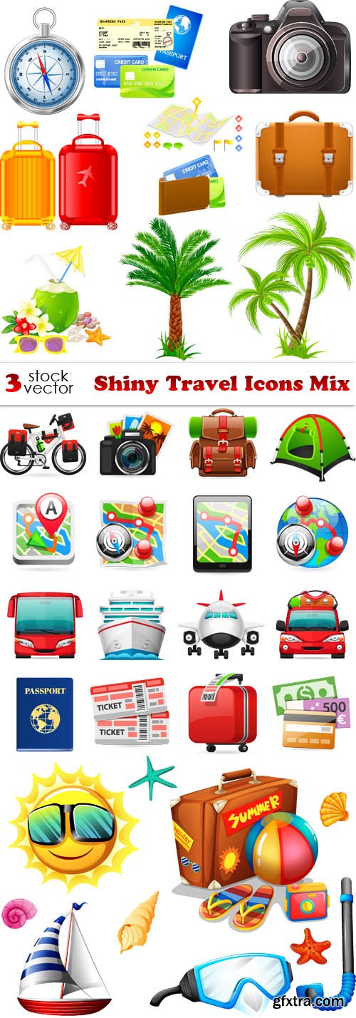 Vectors - Shiny Travel Icons Mix