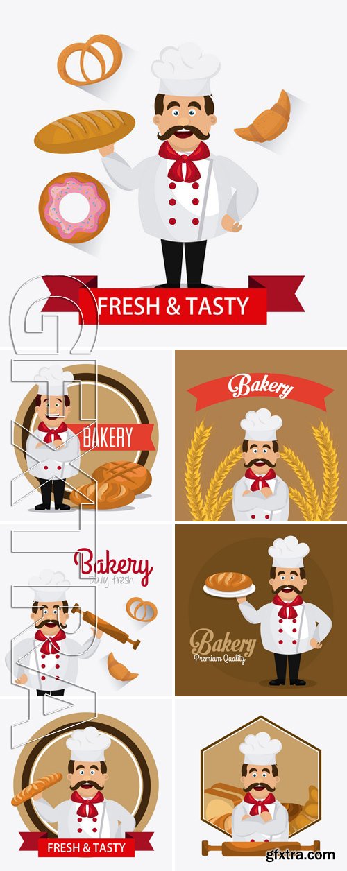 Stock Vectors - Bakery,Desserts And Milk Bar Design With The Chef