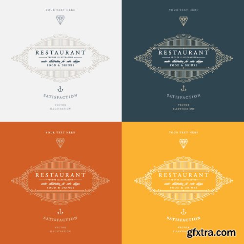 Luxury Logos restaurant hotel boutique heraldic design vector