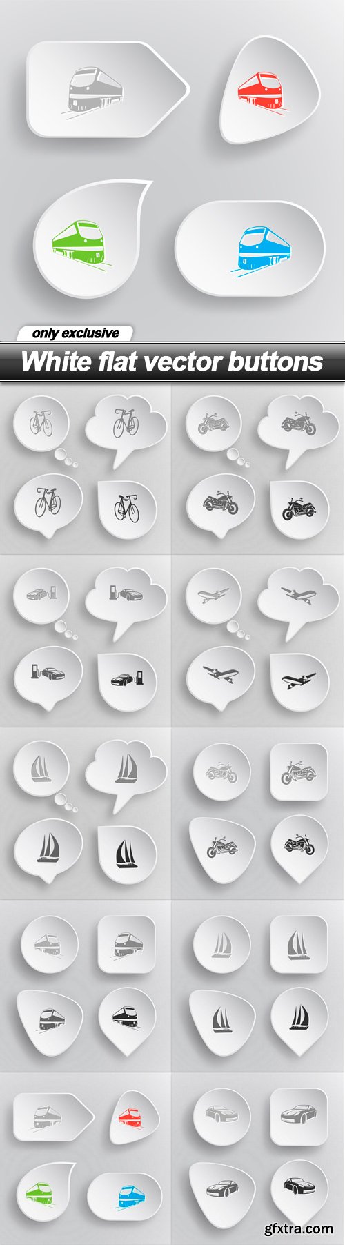 White flat vector buttons - 10 EPS