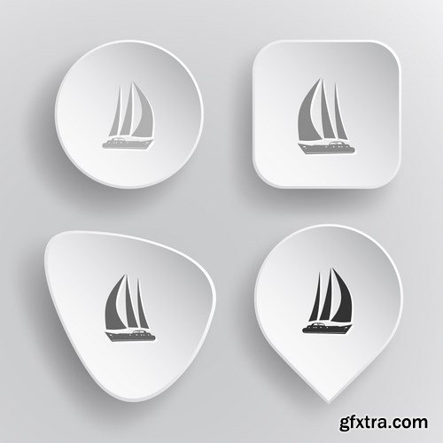 White flat vector buttons - 10 EPS