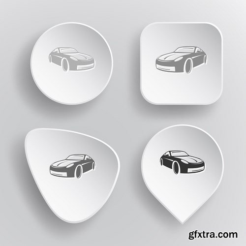 White flat vector buttons - 10 EPS